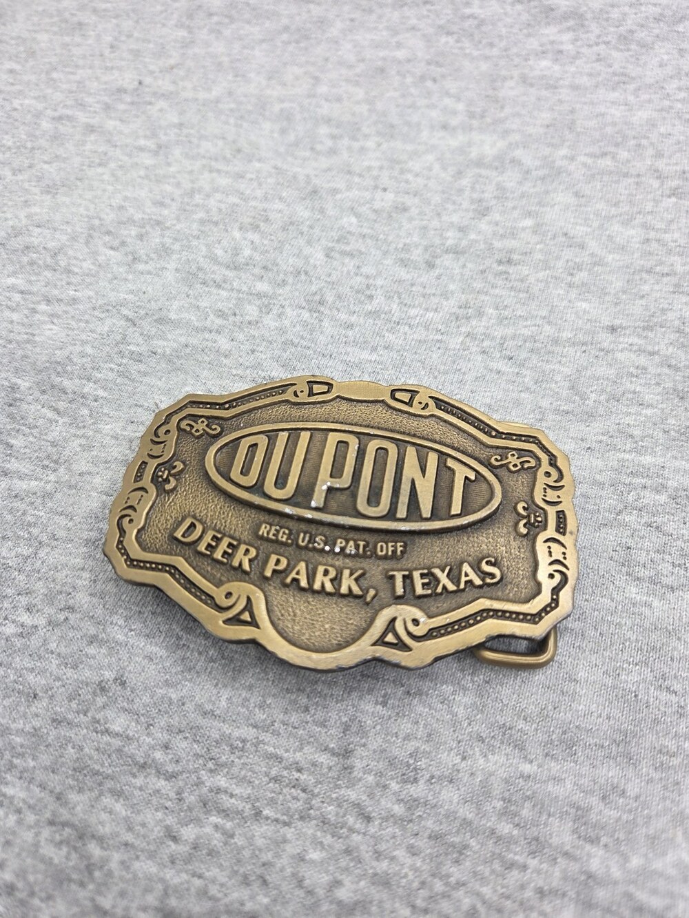Vintage DuPont Hit Line USA Deer Park Texas Advertising Belt Buckle - Picture 4 of 9